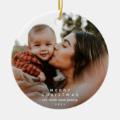 Groene Festive Botanische Foto Keramisch Ornament (Voorkant)