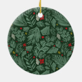 Groene Festive Botanische Foto Keramisch Ornament (Achterkant)
