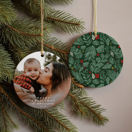 Groene Festive Botanische Foto Keramisch Ornament