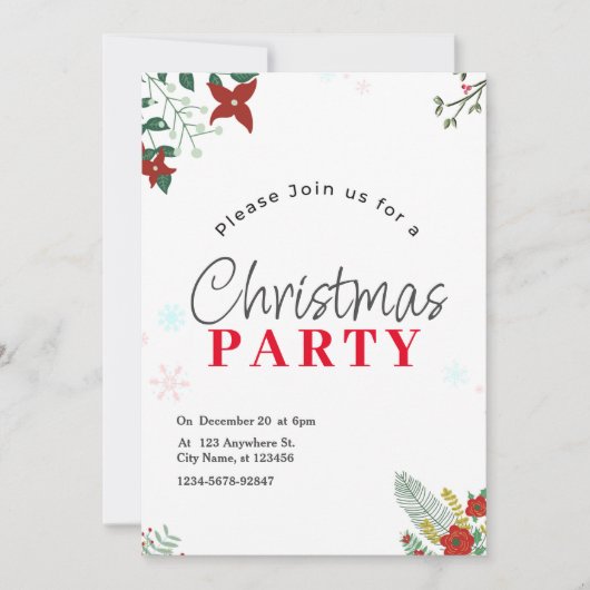 Groene Festive Kerstfeest Uitnodiging (Voorkant)