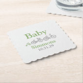 Groene Fiets Baby shower Kartonnen Onderzetters (Gebogen)