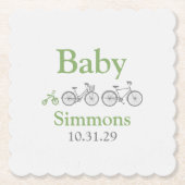 Groene Fiets Baby shower Kartonnen Onderzetters (Voorkant)