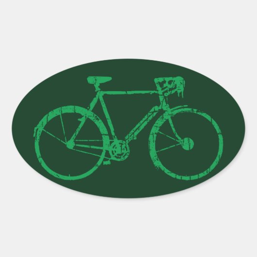groene fiets . fietsen koel ovale sticker (Voorkant)