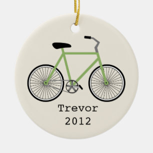 Groene fiets gepersonaliseerde versiering keramisch ornament
