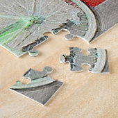 Groene fiets in penseelstreken legpuzzel (Zijkant)