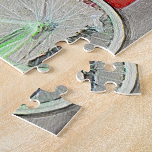 Groene fiets in penseelstreken legpuzzel (Zijkant)