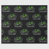 Groene fiets met Cycologistische tekst Cadeaupapier (Vlak)