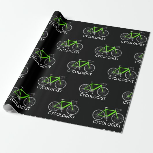 Groene fiets met Cycologistische tekst Cadeaupapier (Uitgerold)