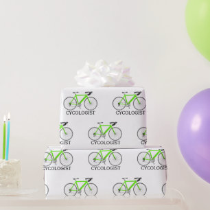 Groene fiets met Cycologistische tekst op wit Cadeaupapier