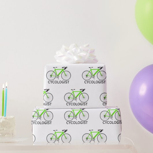 Groene fiets met Cycologistische tekst op wit Cadeaupapier (Feestgeschenken)