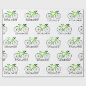 Groene fiets met Cycologistische tekst op wit Cadeaupapier (Vlak)