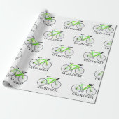 Groene fiets met Cycologistische tekst op wit Cadeaupapier (Uitgerold)