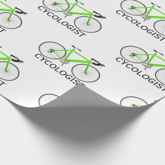 Groene fiets met Cycologistische tekst op wit Cadeaupapier (Hoek)