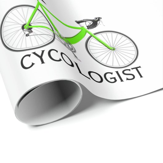 Groene fiets met Cycologistische tekst op wit Cadeaupapier (Rol Hoek)