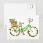  groene fiets met tulpen briefkaart (Voorkant / Achterkant)