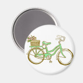 Groene Fiets met Tulpen Magneet (Voorkant / Achterkant)