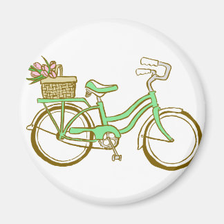 Groene Fiets met Tulpen Magneet