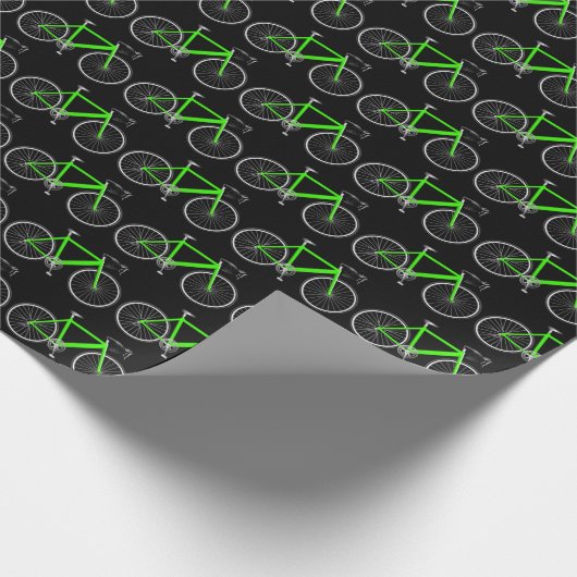 groene fiets op zwart verpakkingspapier cadeaupapier (Hoek)