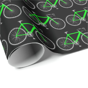 groene fiets op zwart verpakkingspapier cadeaupapier