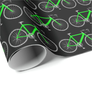 groene fiets op zwart verpakkingspapier cadeaupapier