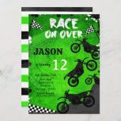Groene fiets verjaardagsuitnodiging kaart (Voorkant / Achterkant)