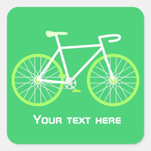 Groene fiets vierkante sticker (Voorkant)