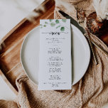 Groene fijne echalyptuskalligrafie menu<br><div class="desc">Deze groene eucalyptuskalligrafiemetenkaart is perfect voor een eenvoudige bruiloft. Het ontwerp omvat waterverf met de hand getrokken elegante botanische eucalyptustakken en -bladeren. Dit menu kan worden gebruikt voor een trouwreceptie,  een repetitief diner,  een vrijgezellenfeest of een evenement.</div>