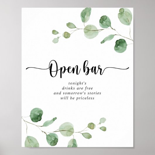 Groene fijne eucalyptus Weddenschap met open balk Poster (Voorkant)