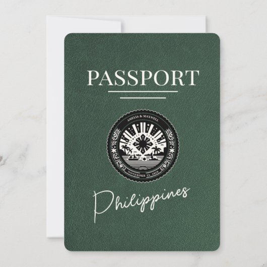 Groene Filippijnen Paspoort bruiloft Kaart (Achterkant)