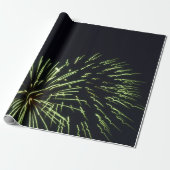 Groene Fireworks Gift Wrap Cadeaupapier (Uitgerold)