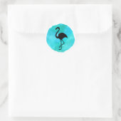 Groene Flamingo Ronde Sticker (Tas)