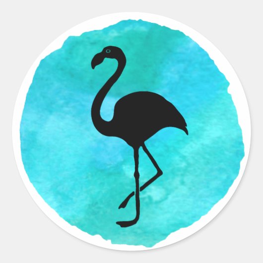 Groene Flamingo Ronde Sticker (Voorkant)