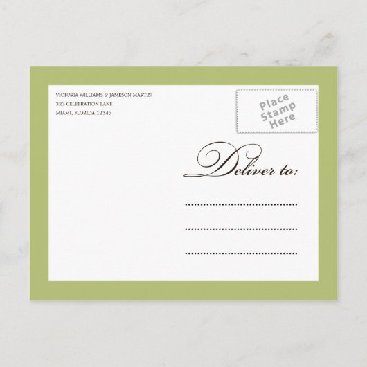 GROENE FLATWARE | REPETITIEDINER UITNODIGEN UITNODIGING BRIEFKAART (Achterkant)