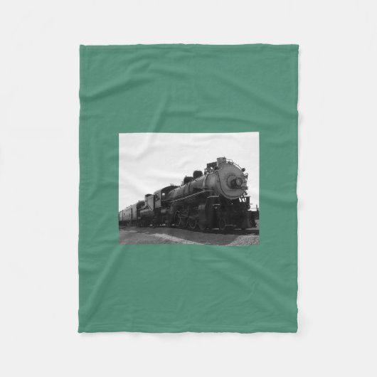 Groene fleece deken Stoomlocomotief (Voorkant)