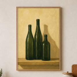 Groene Fles Trio Waterverf Cottagecore Poster
