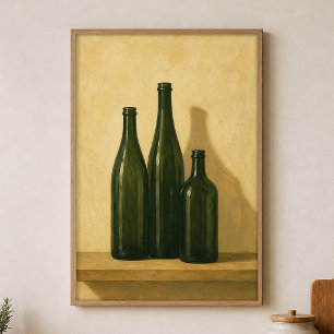 Groene Fles Trio Waterverf Cottagecore Poster
