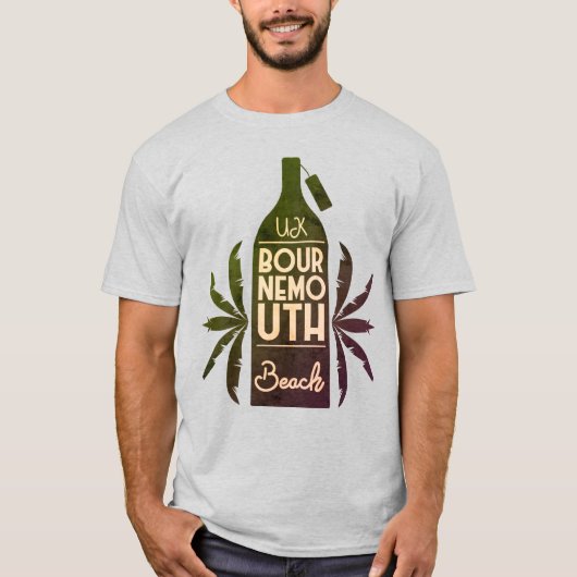 Groene flesje Bournemouth Beach T-shirt (Voorkant)