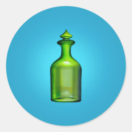Groene flesje Klassic Round Sticker