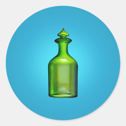 Groene flesje Klassic Round Sticker (Voorkant)