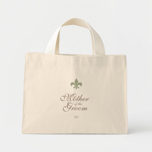 Groene Fleur de Lis Moeder van de bruidegom Initia Mini Tote Bag (Voorkant)