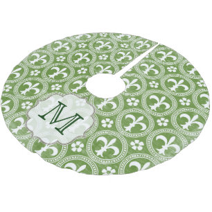 Groene Fleur De Lis Monogram Initialen boomrok Kerstboom Rok