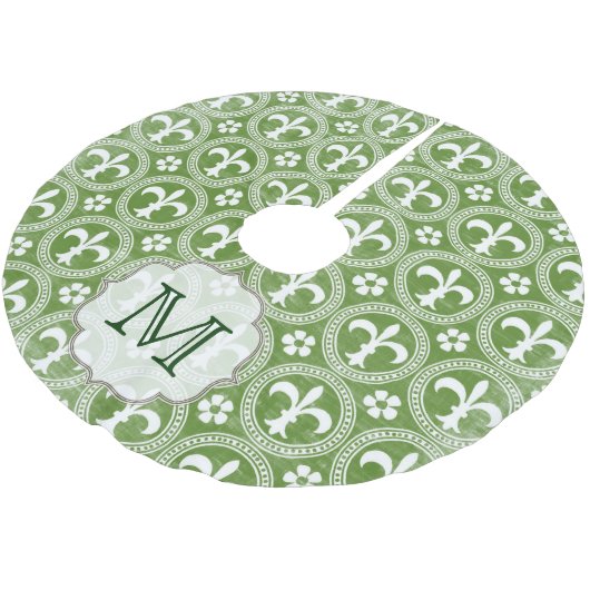 Groene Fleur De Lis Monogram Initialen boomrok Kerstboom Rok (Gekanteld)