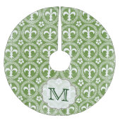 Groene Fleur De Lis Monogram Initialen boomrok Kerstboom Rok (Voorkant)