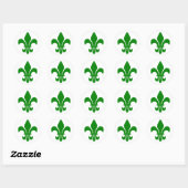 Groene Fleur de Lis Ronde Sticker (Vel)