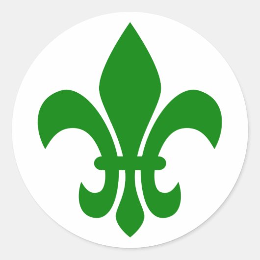 Groene Fleur de Lis Ronde Sticker (Voorkant)