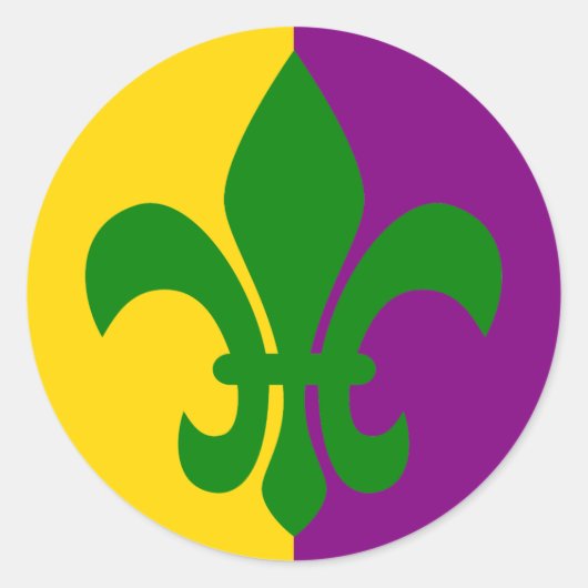 Groene Fleur de Lis Ronde Sticker (Voorkant)
