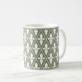 Groene Fleur-de-Lys Lattice Koffie Mok (Voorkant rechts)
