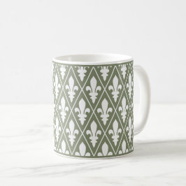 Groene Fleur-de-Lys Lattice Koffie Mok