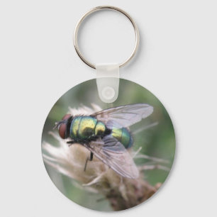 Groene Fliegen Macro Sleutelhanger