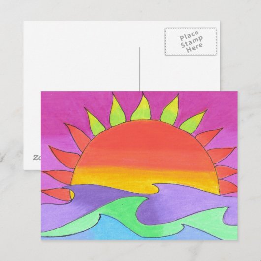 Groene Flits in het Briefkaart van het Roze Luchtr (Voorkant / Achterkant)